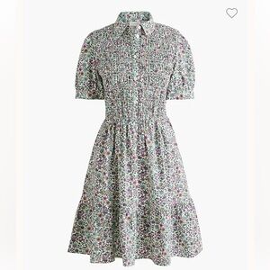 J. Crew Short Sleeve Smocked Printed Shirtdress